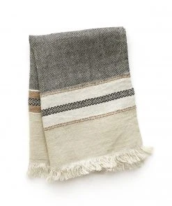 Libeco Small Linen Fouta Guest Towel In Beeswax Stripe All Linens